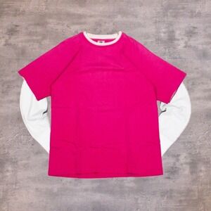 Vintage 1990's Fruit Of The Loom Two Neck Blank Single Stitch Pink Tee